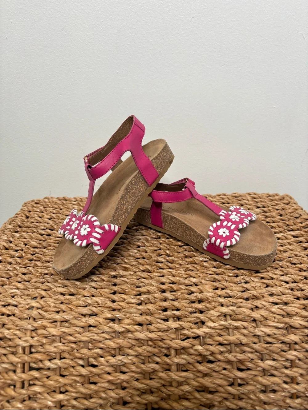 Jack Rogers Girls Sz 11 Lauren Playground Sandal Pink/White